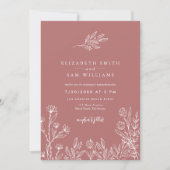 Marsala Blush Moderne Simple Faire-part de mariage (Devant)