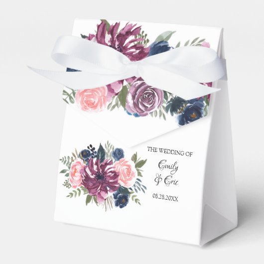 Marsala Blush Pink Navy Blue Wedding Box Bedankdoosjes (Voorkant Zijde)