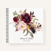 Marsala Boho Aquarelle Floral Mariage Livre d'or (Devant)