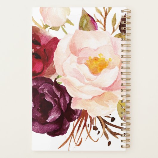 Marsala Boho Gold Bouquet annuel mensuel hebdomada (Dos)