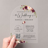 Marsala Boho Wedding Modern Minimale QR-code Acryl Uitnodigingen (Insitu (Draagbaar))