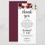 Marsala Bourgogne, Carte de remerciements du lieu (Devant / Derrière)