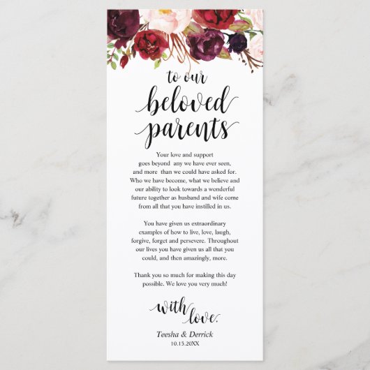 Marsala Bourgogne, Carte de remerciements du lieu (Devant)