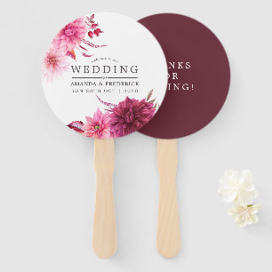 Marsala - Bourgogne en Blush Herfst Bruiloft Favor Handwaaier