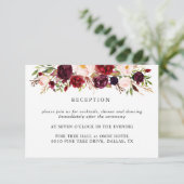 Marsala Bourgogne Fleurs de mariage Carte de récep (Debout devant)