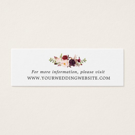 Marsala Bourgogne Mariage Floral Cartes du site (Devant)