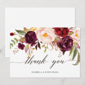 Marsala Bourgogne Mariage Floral Merci (Devant / Derrière)