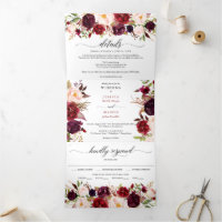 Marsala Bourgogne Mariage Tri-Fold Invitations
