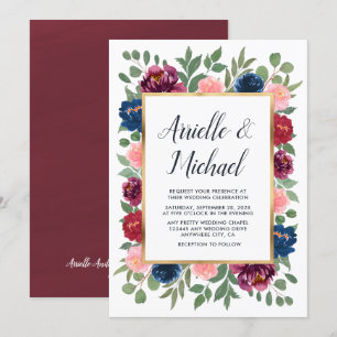 Marsala Bourgogne Marine Blauw Goud Blush Herfst B Kaart