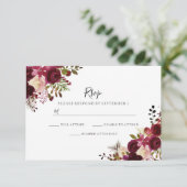 Marsala Bourgogne Rouge Floral Mariage RSVP (Debout devant)