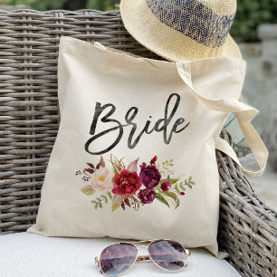Marsala Bourgondië bloemen bruid huwelijksgunst Tote Bag