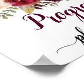 Marsala Bourgondië Boho Bloem Bruiloftsprogramma B Poster (Hoek)