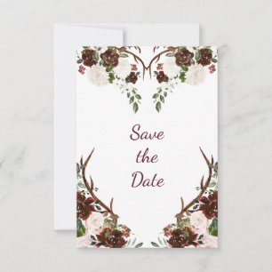 Marsala Bourgondië Rode Boho Hoorns Foto Save The Date