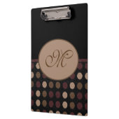 Marsala Brown Black Polka Dot Monogram Klembord (Links)