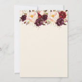 Marsala Burgandy Floral Mariage Faire-part (Dos)