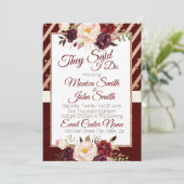 Marsala Burgandy Floral Wedding Announding Kaart (Staand voorkant)