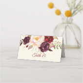 Marsala Burgandy Waterverf Table Number Card (Achterkant)