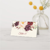 Marsala Burgandy Waterverf Table Number Card (Voorkant)