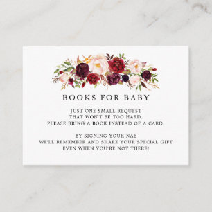 Marsala Burgundy Baby Shower Boek Verzoek Insteekk Informatiekaartje