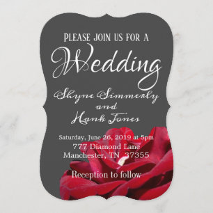 Marsala Burgundy en Gray Wedding Invitation Kaart