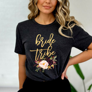 Marsala burgundy Floral bride tribe T-shirt