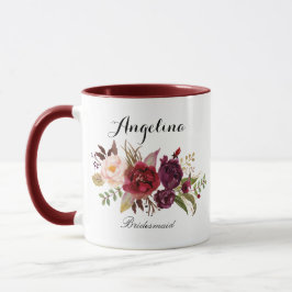 Marsala burgundy Floral bridesmaid Mok