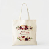 Marsala burgundy floral Bridesmaid Personalized Tote Bag (Voorkant)