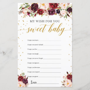 Marsala burgundy floral gold wil baby