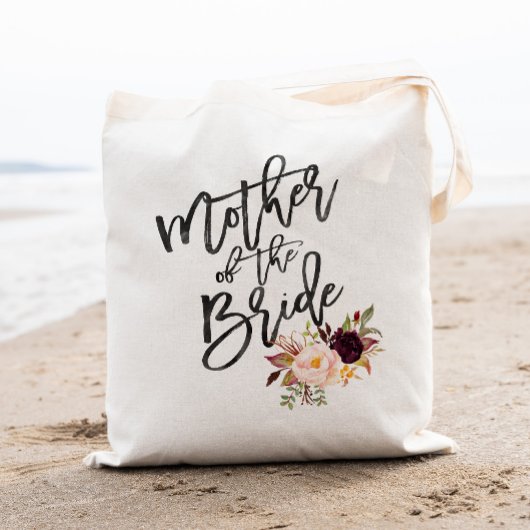 Marsala burgundy Floral, moeder van de bruid Tote Bag