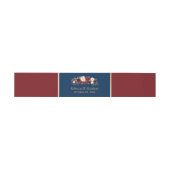 Marsala Burgundy Floral Navy Blue Gold Wedding Uitnodigingen Wikkel (Vlak)