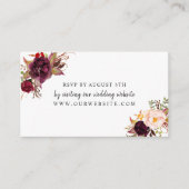Marsala Burgundy Floral rsvp Informatiekaartje (Voorkant)