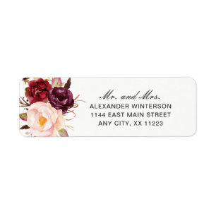Marsala Burgundy MR & MRS return address 4163 Etiket