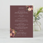 Marsala Burgundy Peach Waterverf Floral Menu (Staand voorkant)