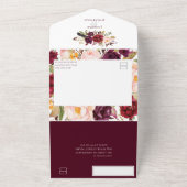 Marsala Burgundy Red Boho Floral | All In One Uitnodiging (Buitenkant)