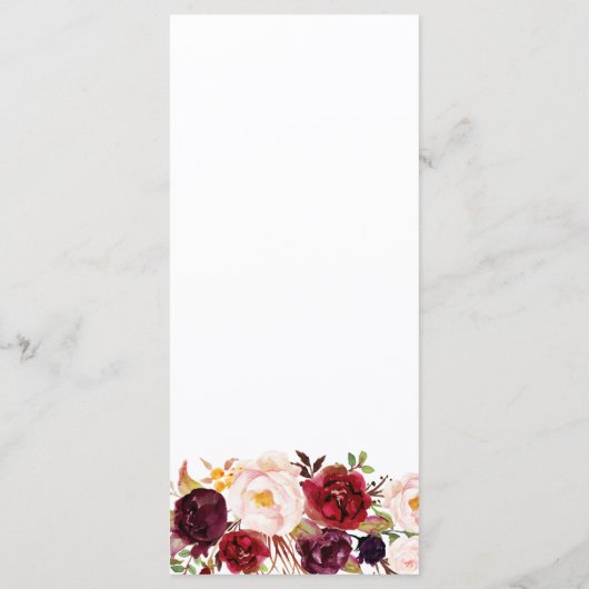 Marsala Burgundy Simple 3 plats menu mariage (Dos)