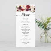Marsala Burgundy Simple 3 plats menu mariage (Debout devant)
