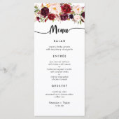 Marsala Burgundy Simple 3 plats menu mariage (Devant)