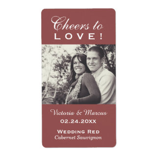 Marsala Cheers to Love Wedding Foto Wijnfles Etiket