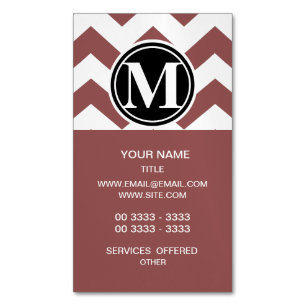 Marsala Chevron Monogrammed Magnetisch Visitekaartje