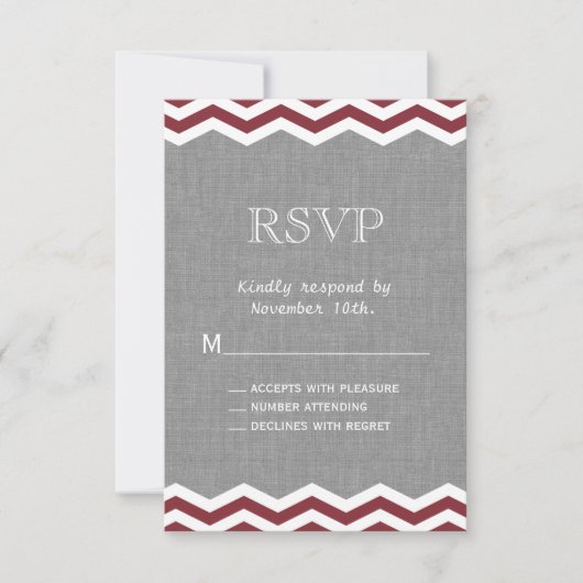 Marsala Chevrons op Gray RSVP (Voorkant)