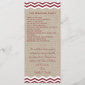 Marsala Chevrons over het Burlap Wedding Programme Programma (Achterkant)
