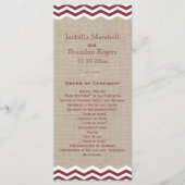 Marsala Chevrons over het Burlap Wedding Programme Programma (Voorkant)