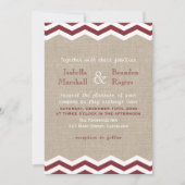 Marsala Chevrons sur Burlap Faire-part de mariage (Devant)