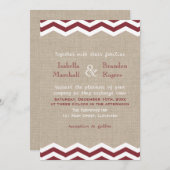 Marsala Chevrons sur Burlap Faire-part de mariage (Devant / Derrière)