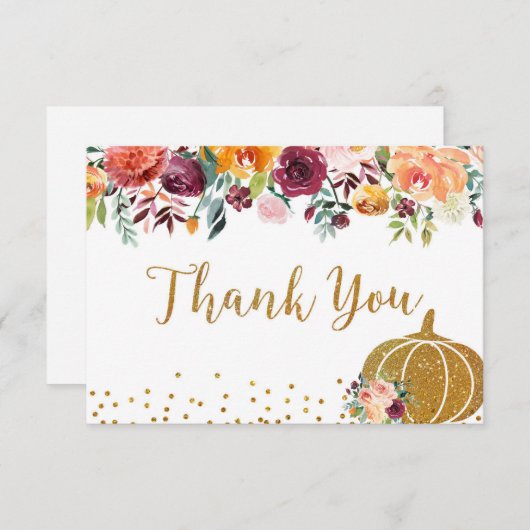 Marsala Citrouille Carte de remerciements d'annive (Devant / Derrière)