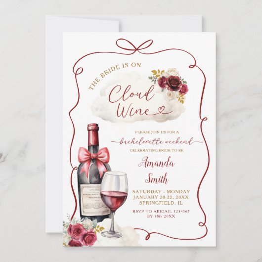 Marsala Cloud Bachelorette Weekendschema Kaart (Voorkant)