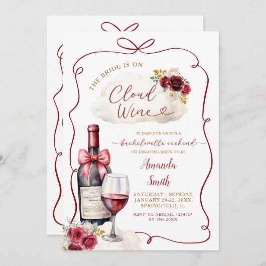 Marsala Cloud Bachelorette Weekendschema Kaart (Voorkant / Achterkant)