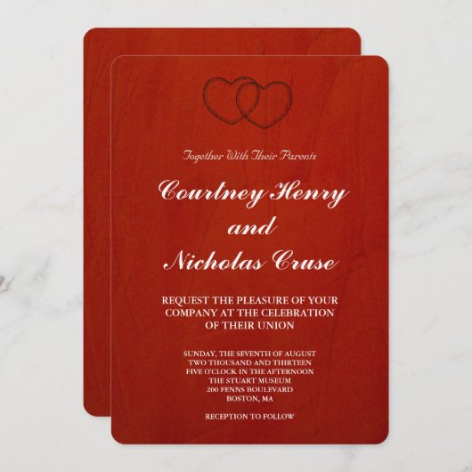 Marsala Crimson Mariage Invitations (Devant / Derrière)