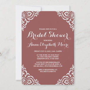 Marsala Damask Elegant Bridal Shower Invitation