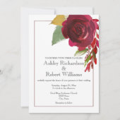 Marsala de Bourgogne Faire-part de mariage de rose (Devant)